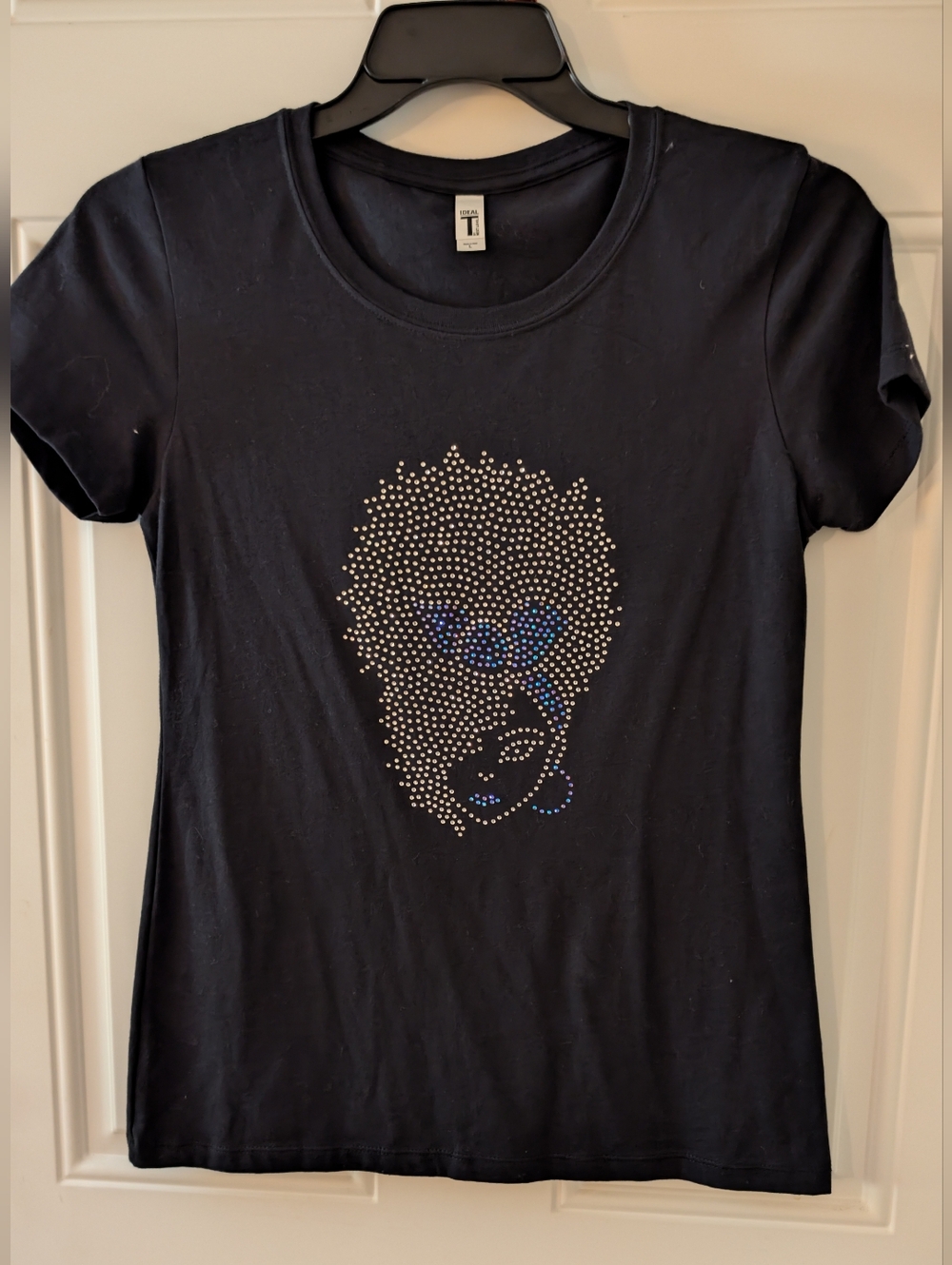 Next Level Apparal Tee Rhinestone Silhouette Black Size Large Fits Like Sm NWOT - Picture 1 of 6